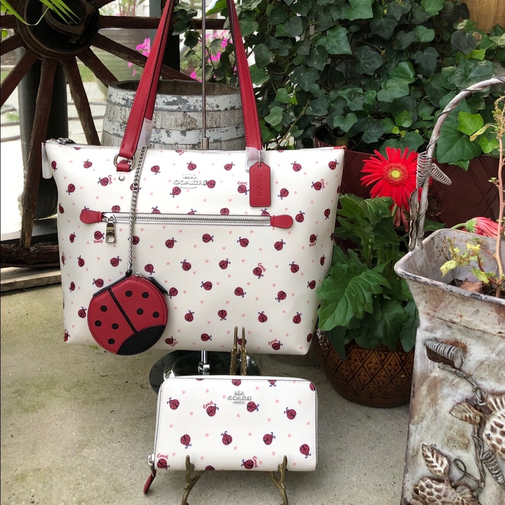 Coach Ladybug Print Tote, Full Size Wallet n Pouch